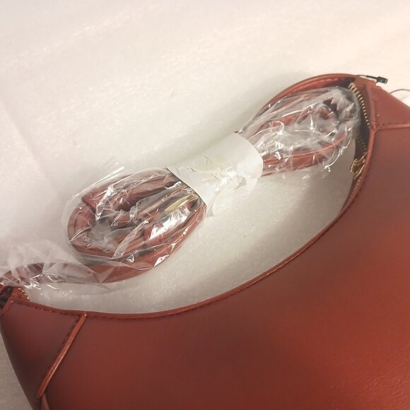 The Drop Crescent Crossbody Top Handle Bag Dark Red Vegan Leather NWT - Picture 4 of 12